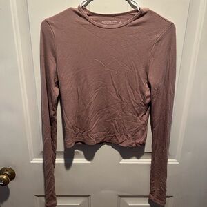 A&F tan cropped long sleeve